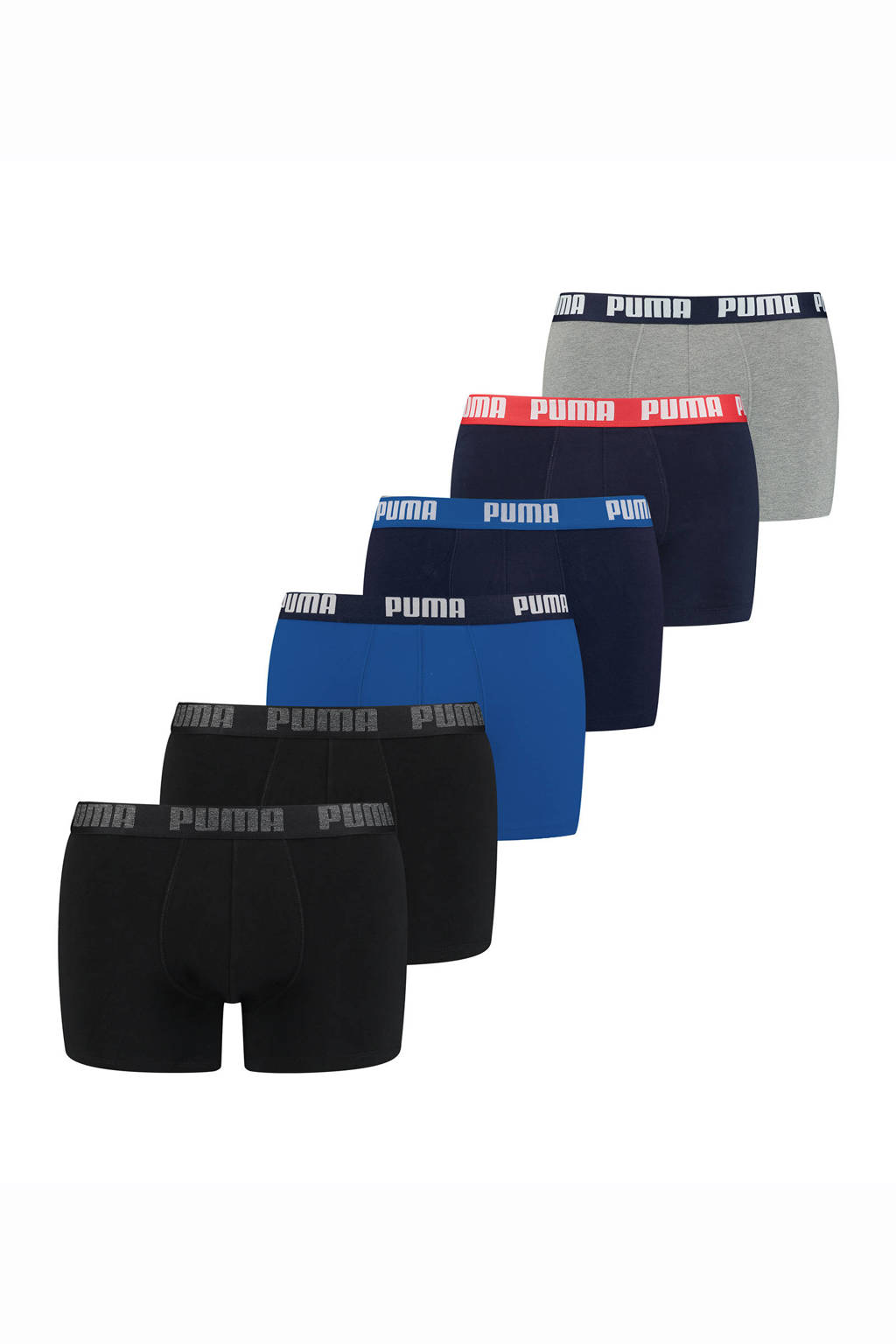Puma boxershort (set van 6), Blauw/Zwart/Grijs