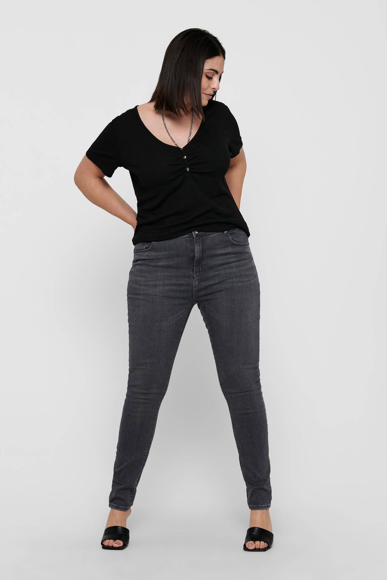 ONLY CARMAKOMA high waist skinny jeans CARLAOLA antraciet | wehkamp