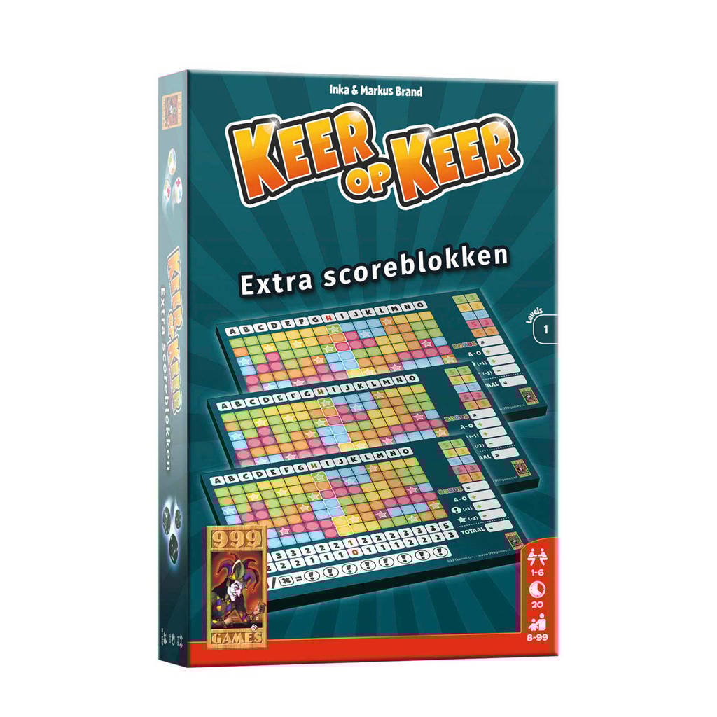 999 Games Keer op Keer Scoreblok 3 stuks Level 1 uitbreidingsspel