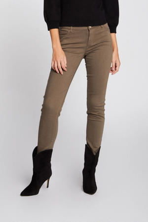low waist skinny broek kaki