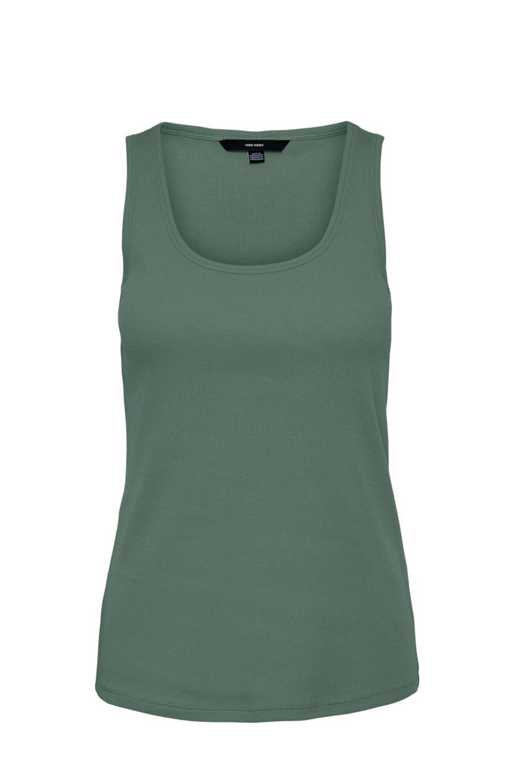 VERO MODA ribgebreide singlet VMJESSICA met biologisch katoen groen, Groen