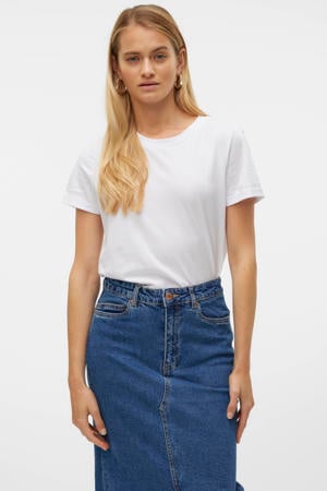 T-shirt VMPAULA van katoen wit