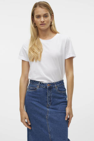 T-shirt VMPAULA van katoen wit