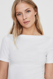 thumbnail: Witte dames VERO MODA top met effen, half lange mouwen en boothals