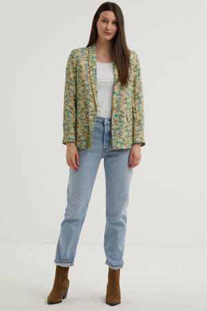 blazer Bena Lolly Blazer met all over print groen