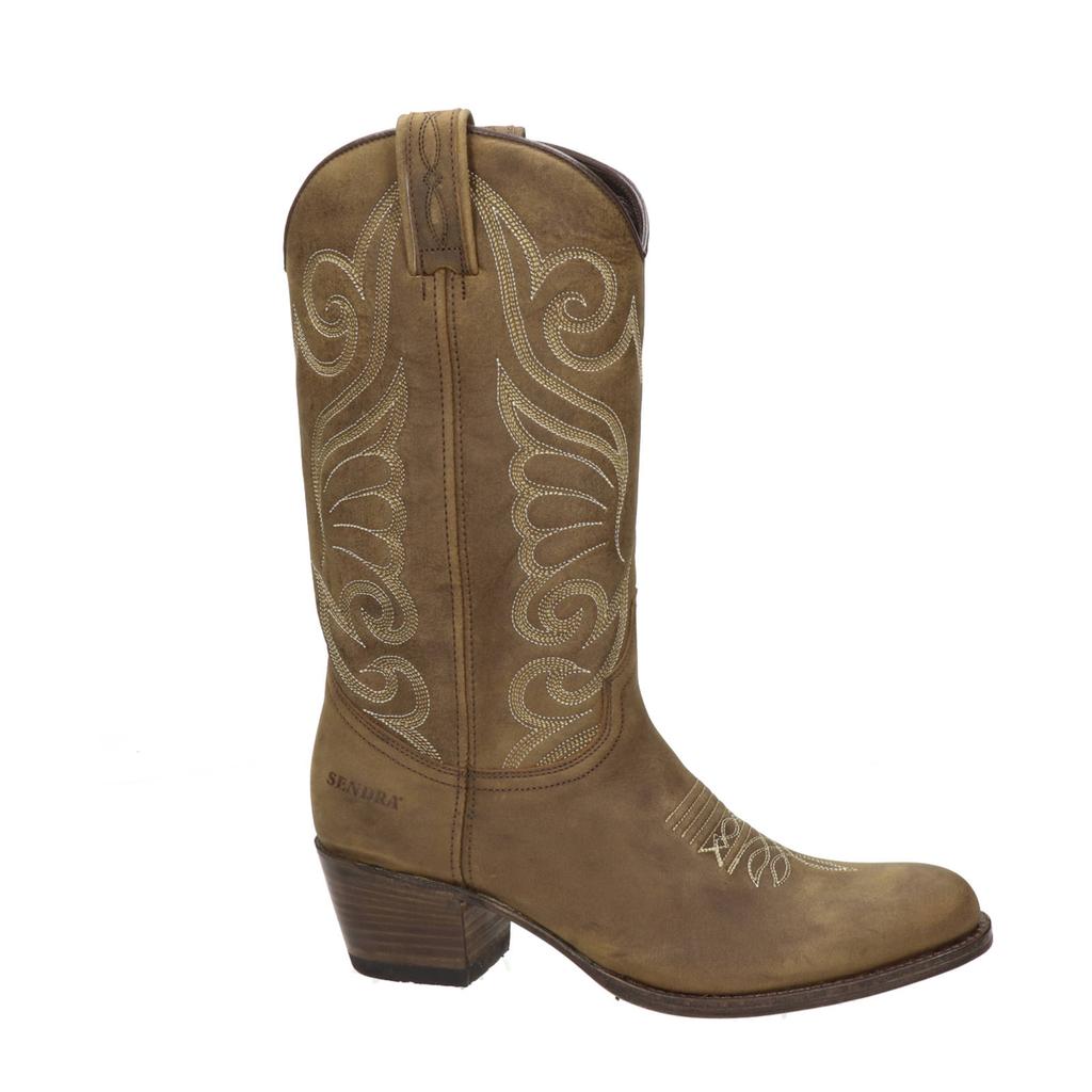 Camelkleurige dames Sendra 11627 Debora leren cowboylaarzen