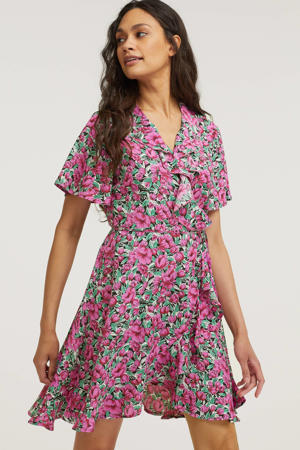 gebloemde wikkeljurk Telsi roze