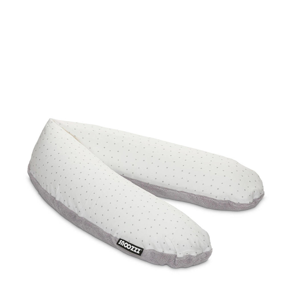 Snoozzz voedingskussen L - Teddy grijs Dots -185 cm