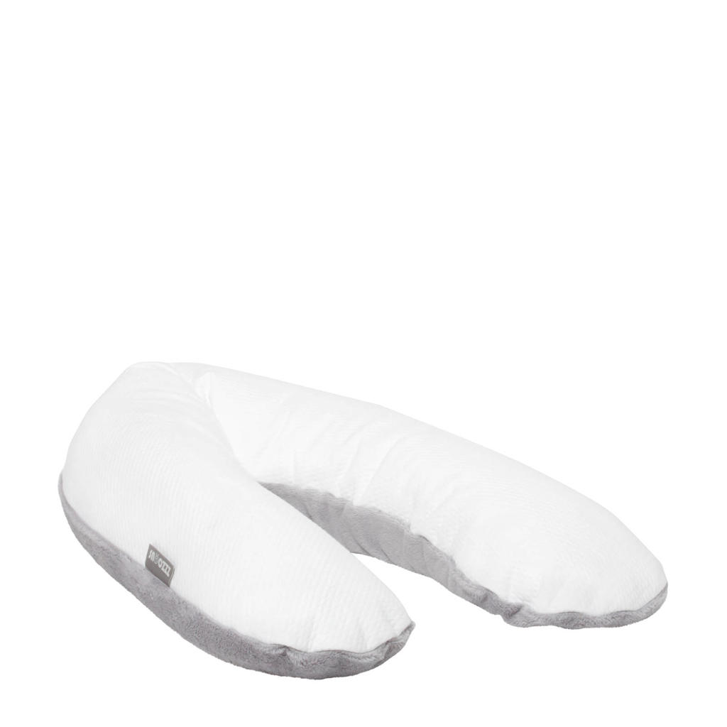 Snoozzz voedingskussen L - Teddy grijs wit -185 cm