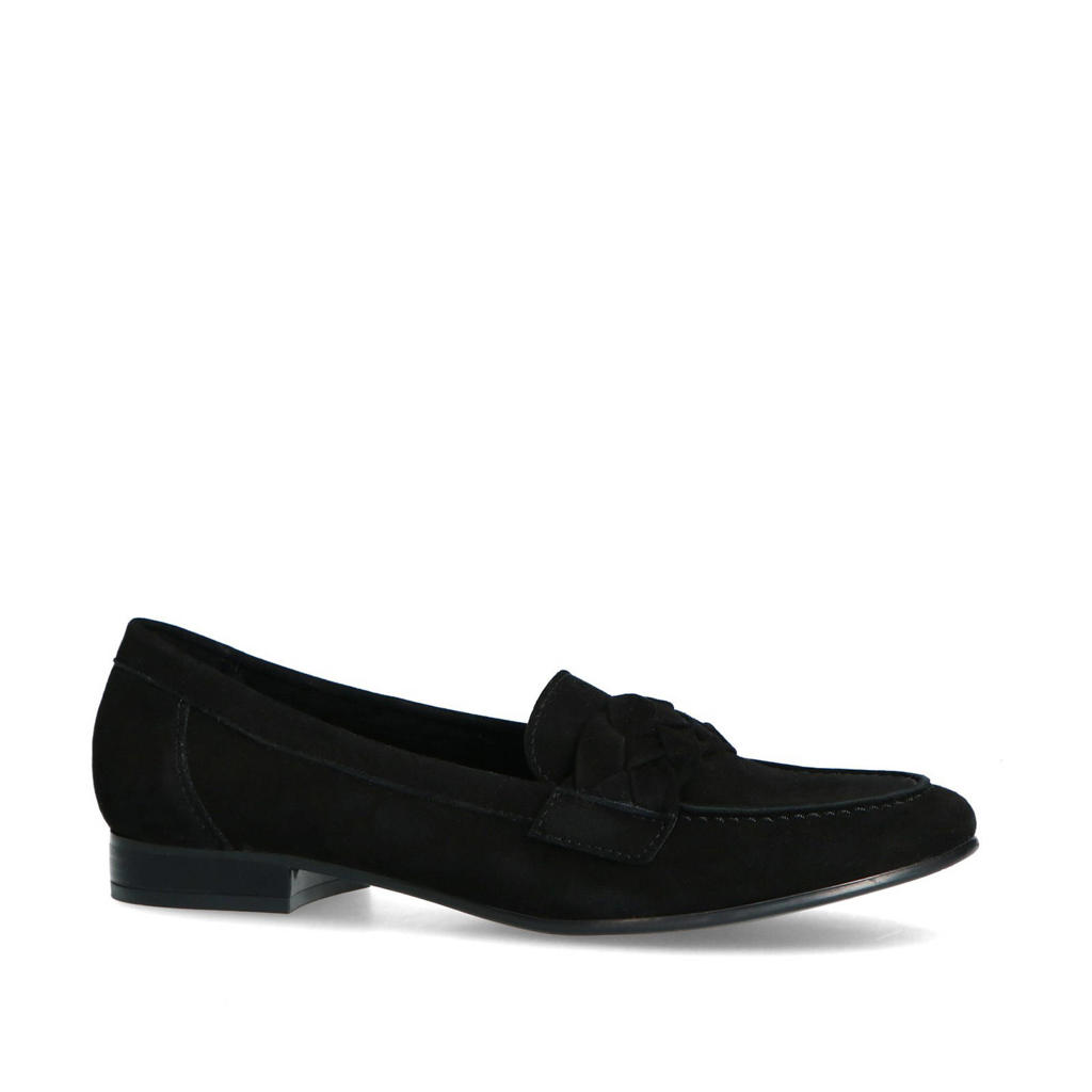Zwarte dames Manfield leren loafers 