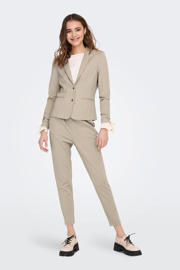 thumbnail: Beige dames ONLY tapered fit broek regular van viscose met elastische tailleband met koord en effen
