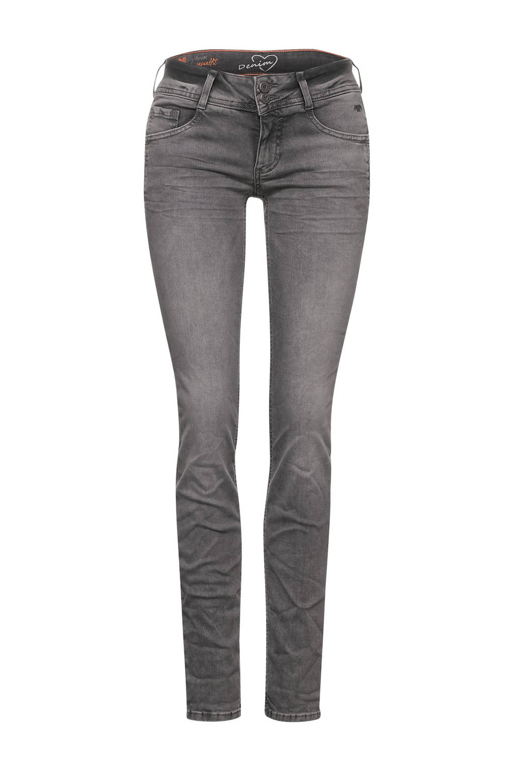 Street One low waist slim fit jeans Crissi grijs bleached