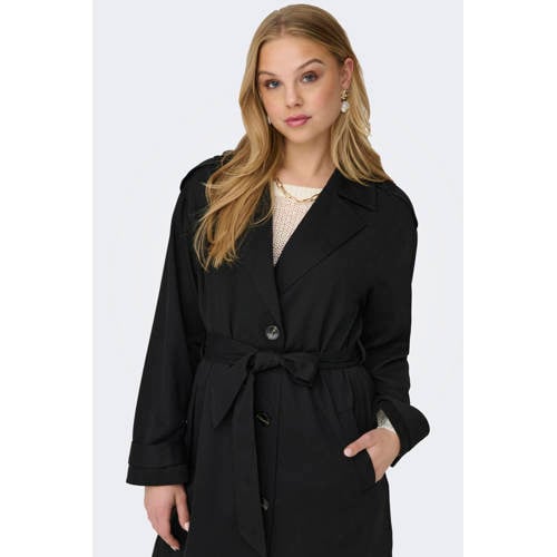 ONLY trenchcoat zomer ONLLINE met ceintuur zwart afbeelding