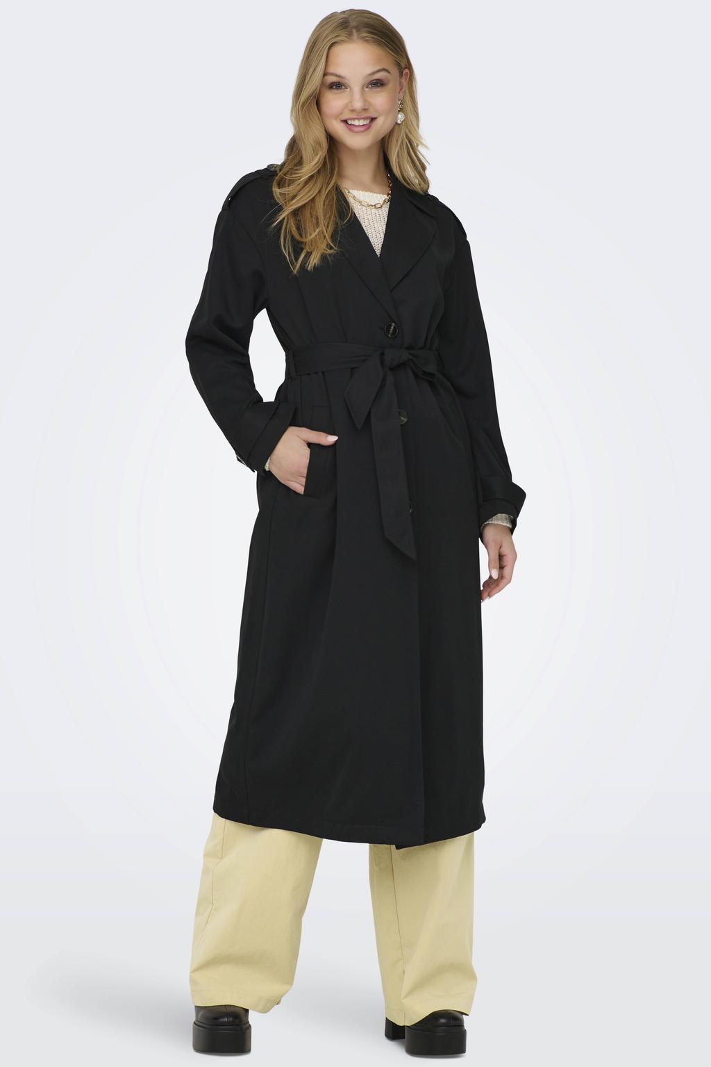 ONLY trenchcoat zomer ONLLINE met ceintuur zwart