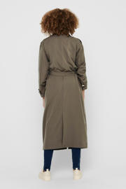 thumbnail: Bruine dames ONLY trenchcoat zomer met effen, lange mouwen, reverskraag, knoopsluiting en ceintuur