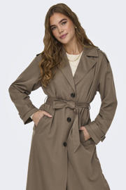 thumbnail: ONLY trenchcoat zomer ONLLINE met ceintuur bruin