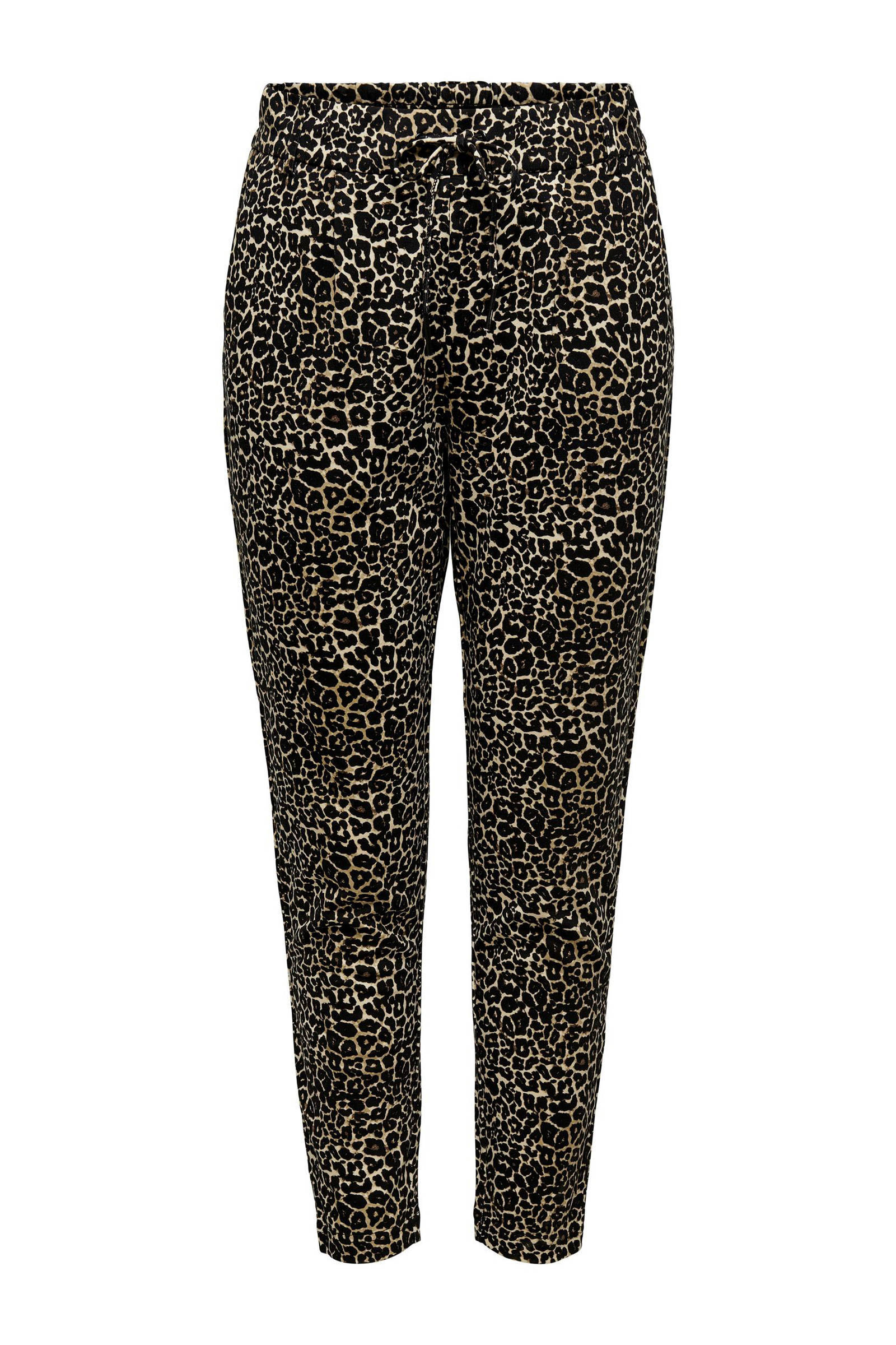 ONLY slim fit broek ONLPOPTRASH met panterprint beige/zwart | wehkamp