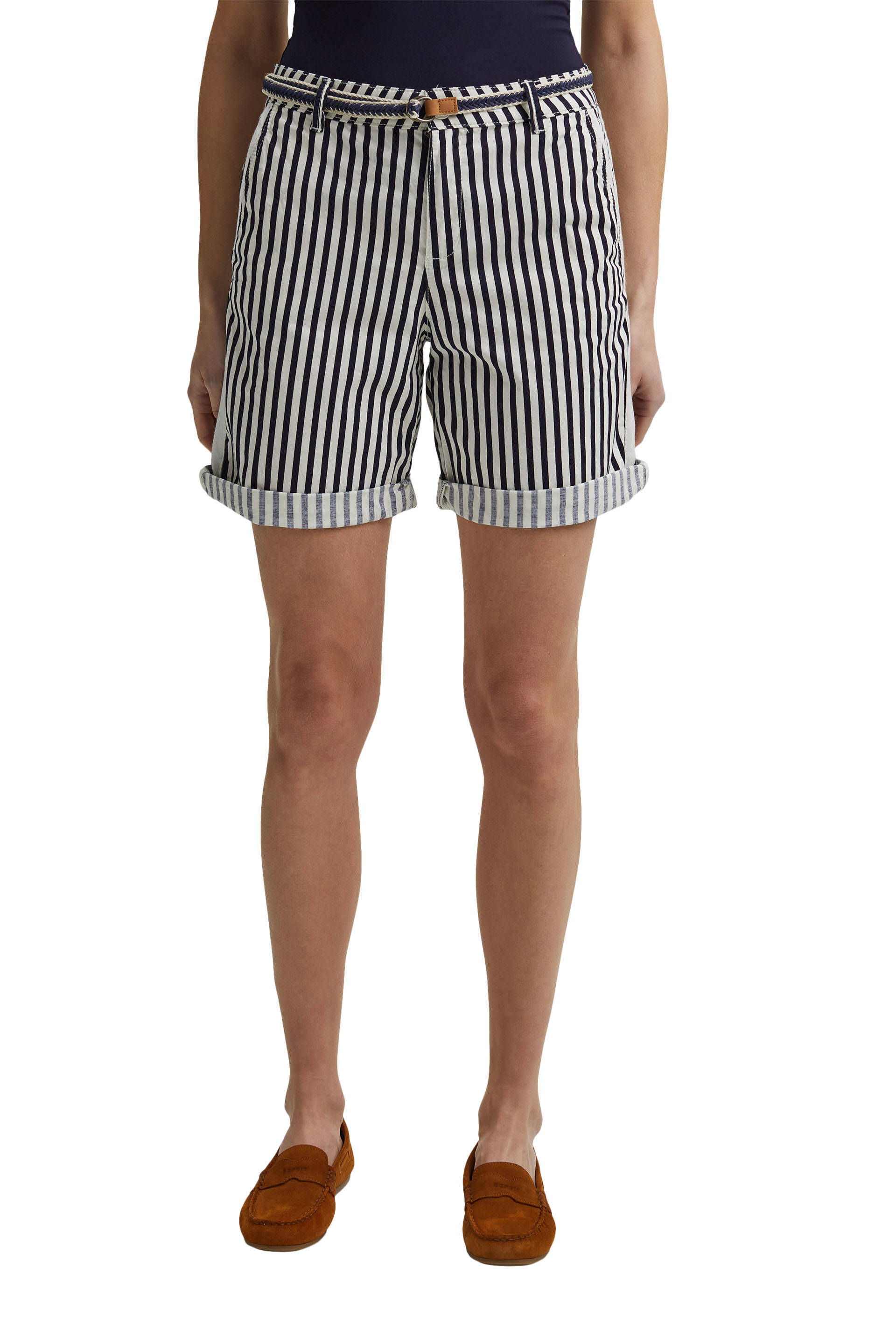ESPRIT Women Casual bermuda met streep wit/blauw | wehkamp