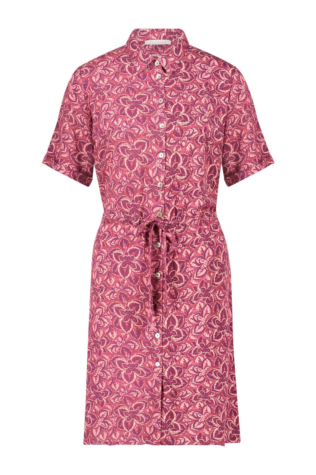 Freebird blousejurk Suzy met all over print en ceintuur roze, Roze