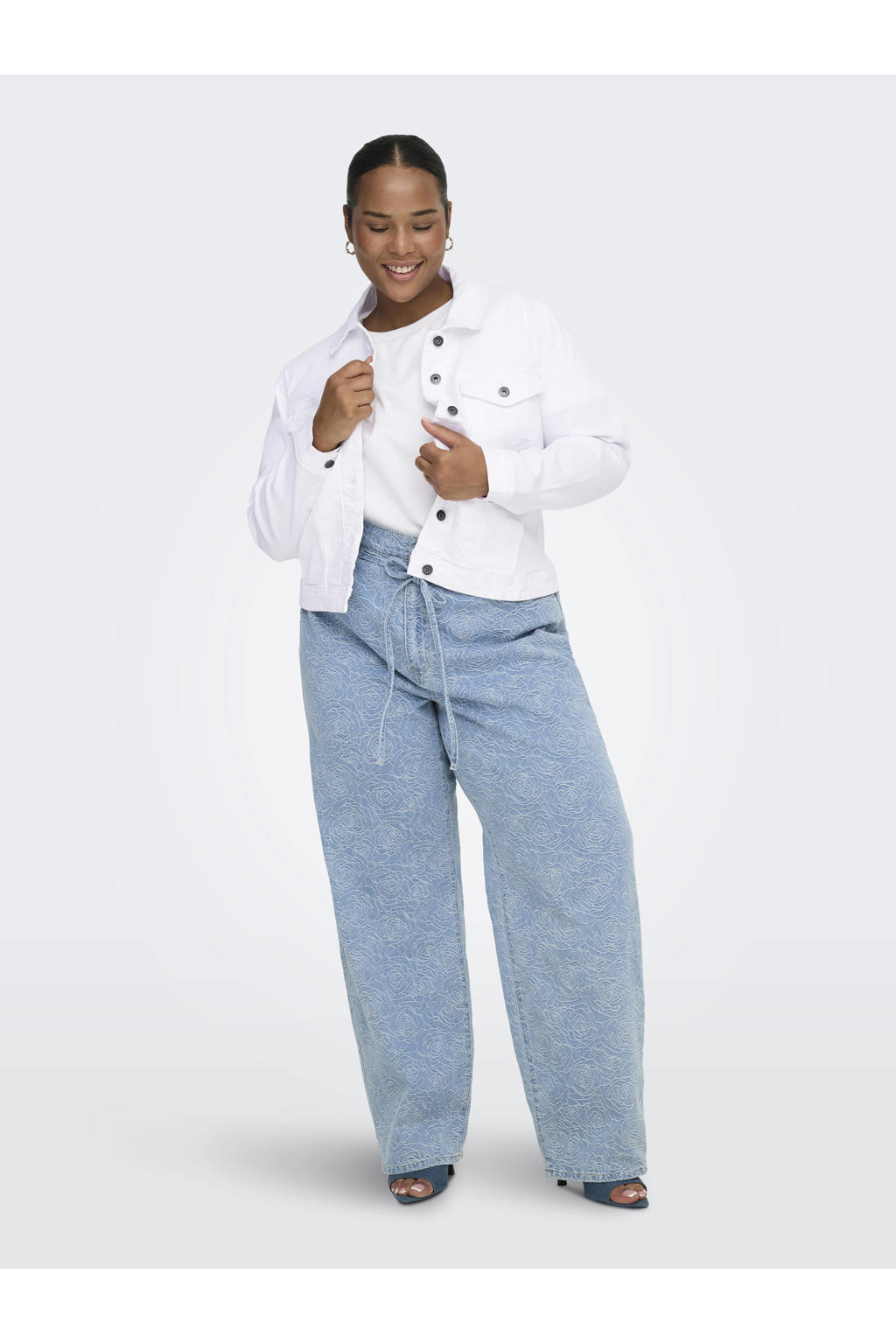 ONLY CARMAKOMA Dames Carwespa Ls Jacket White DNM Noos jas, wit, 46 ONLY CARMAKOMA Dames Carwespa Ls Jacket White DNM Noos jas, wit, 46