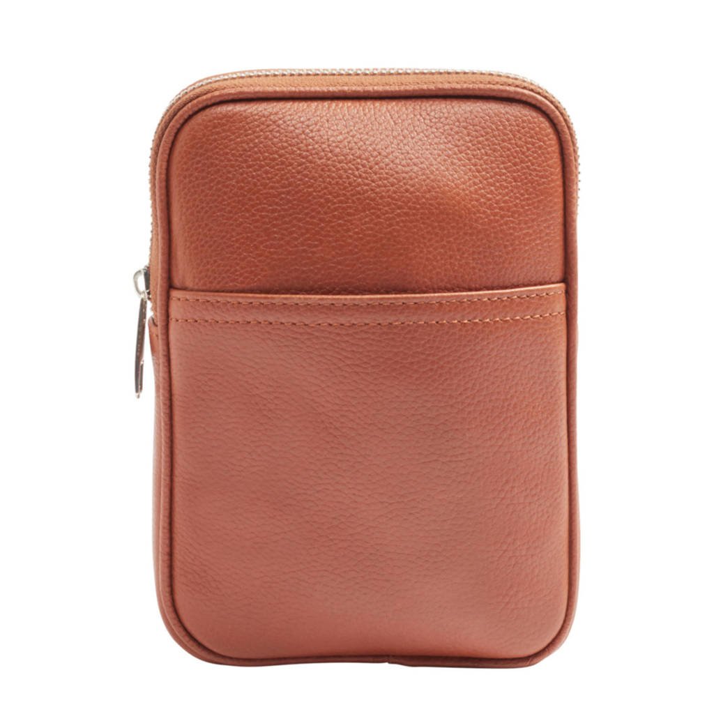 5th Avenue leren crossbody tas cognac, Cognac