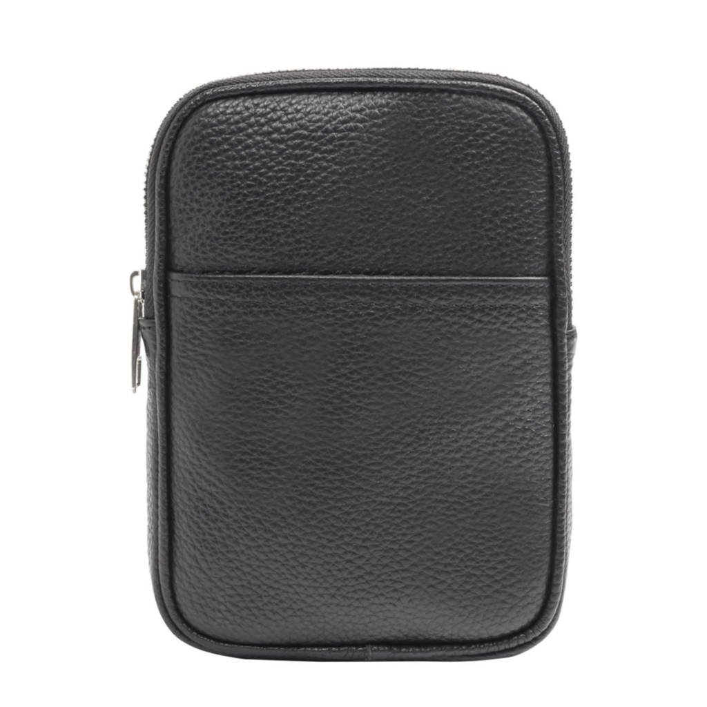 5th Avenue leren crossbody tas zwart, Zwart