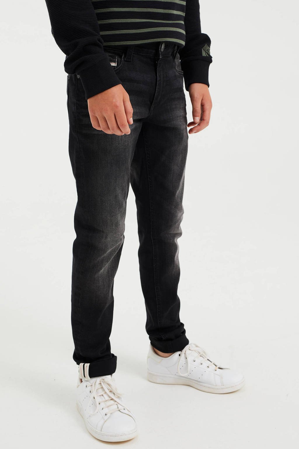WE Fashion Blue Ridge slim fit jeans black faded