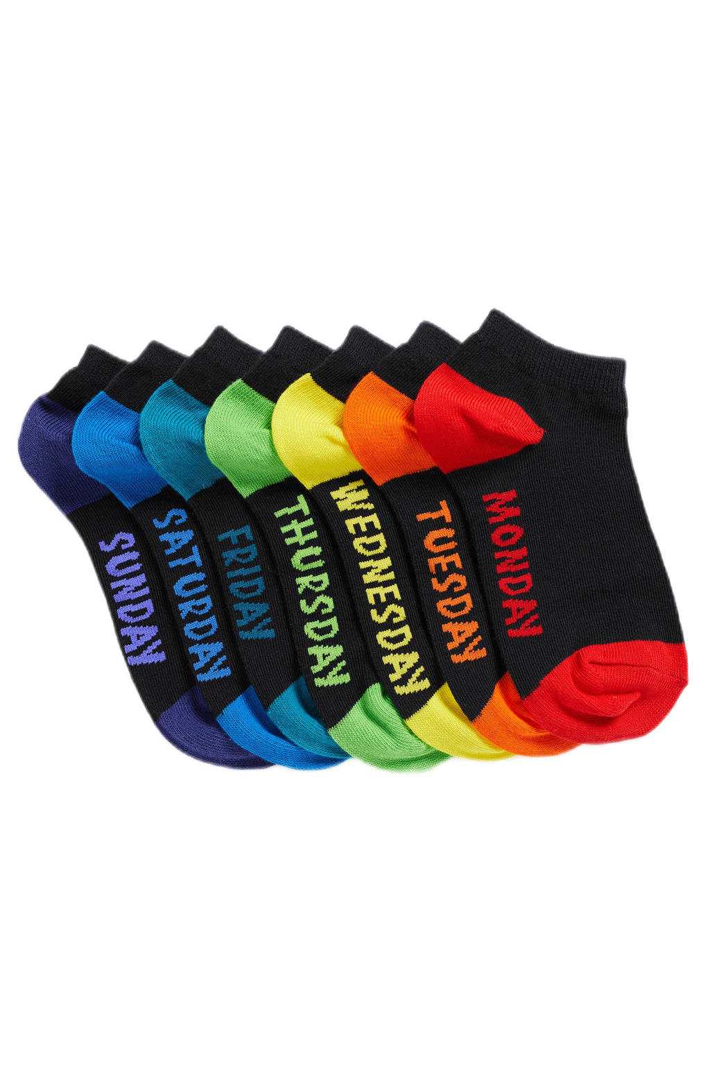 WE Fashion enkelsokken - set van 7 zwart/multi