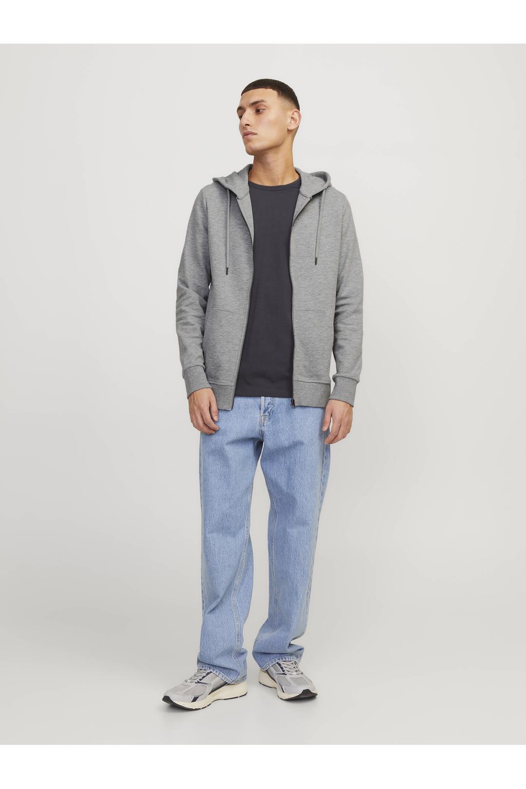 JACK & JONES ESSENTIALS sweatvest JJEBASIC grijs melange