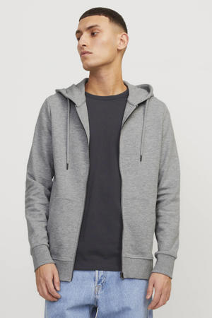 sweatvest JJEBASIC grijs melange