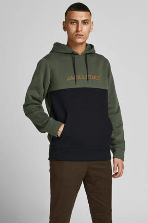 hoodie JJEURBAN met logo groen/zwart