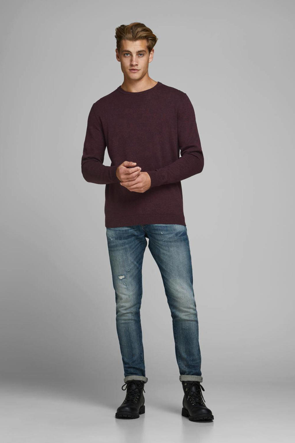 JACK & JONES ESSENTIALS gebreide trui donkerrood