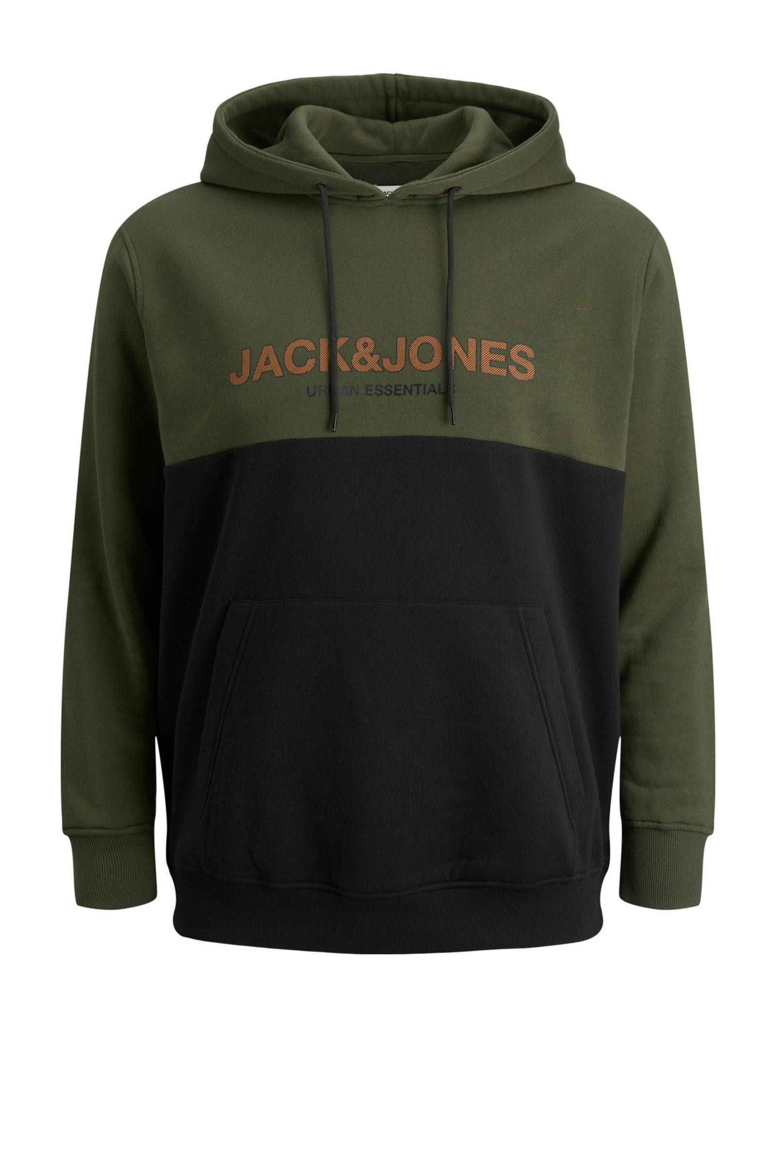 JACK & JONES PLUS SIZE hoodie JJEURBAN Plus Size met logo groen/zwart online kopen