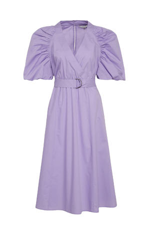 katoenen jurk met pofmouw lavendel