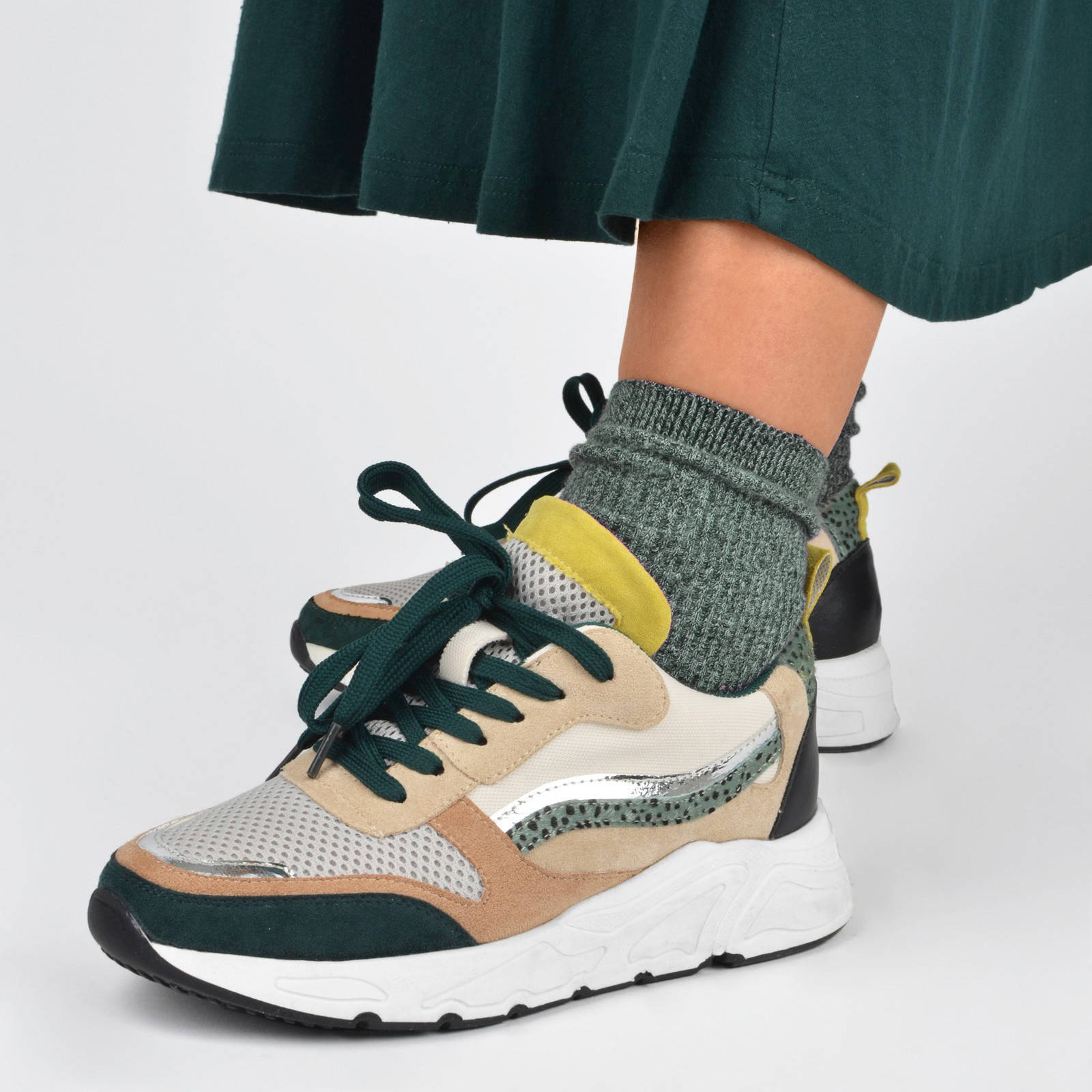 PS Poelman Sneaker 7120 Zwart Beige - CityShoes.nl by Brossois