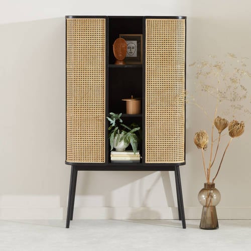 NOUS Living wandkast Nona - Zwart/naturel