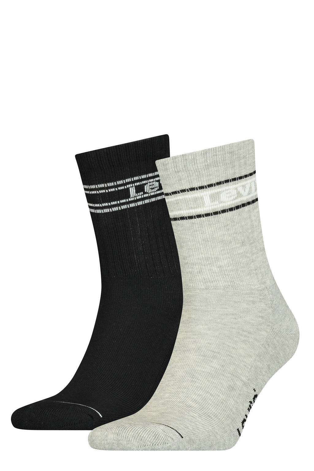 Levi's sokken - set van 2 zwart/grijs melange, Zwart/grijs melange