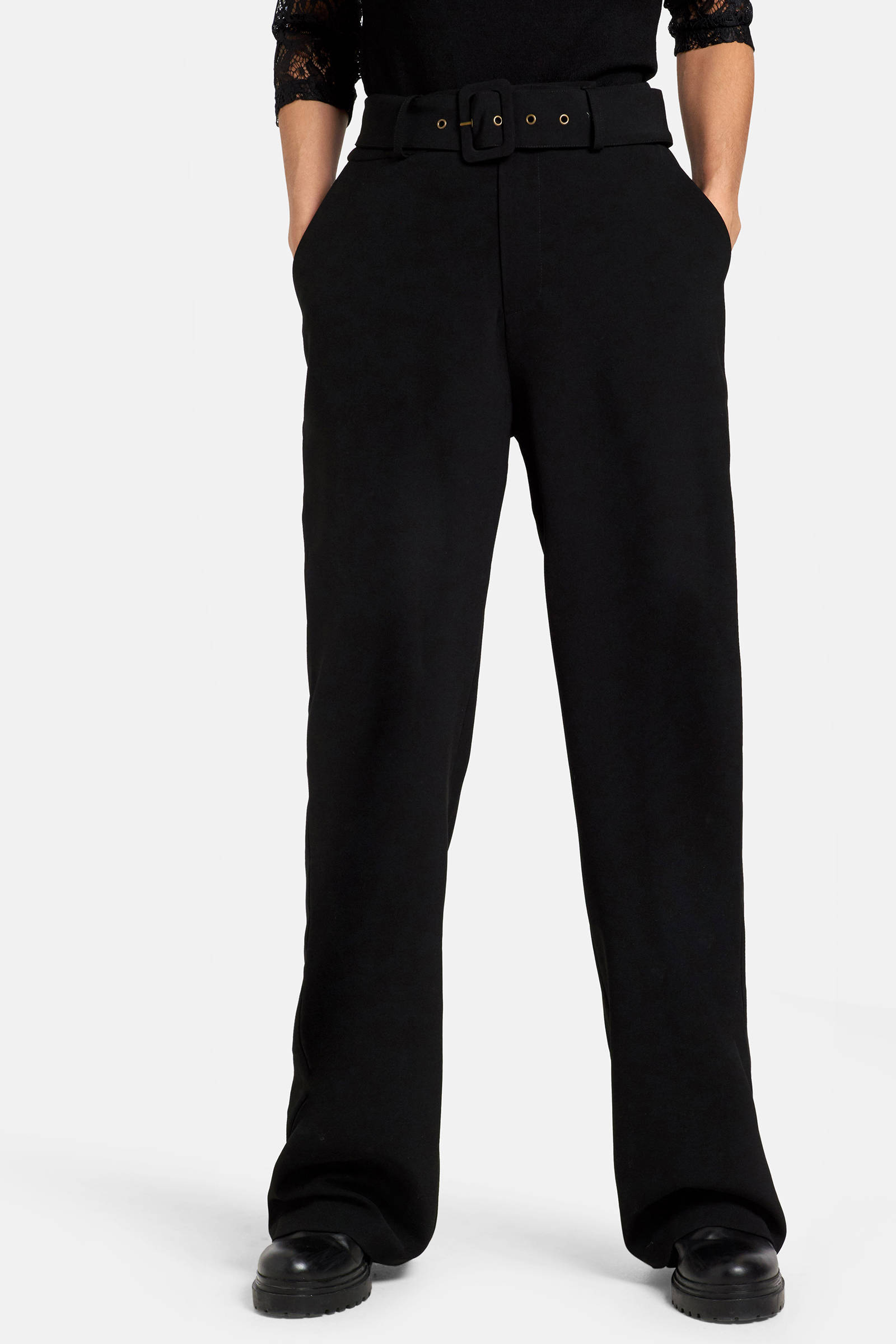 Shoeby Eksept high waist straight fit broek Toffer zwart | wehkamp