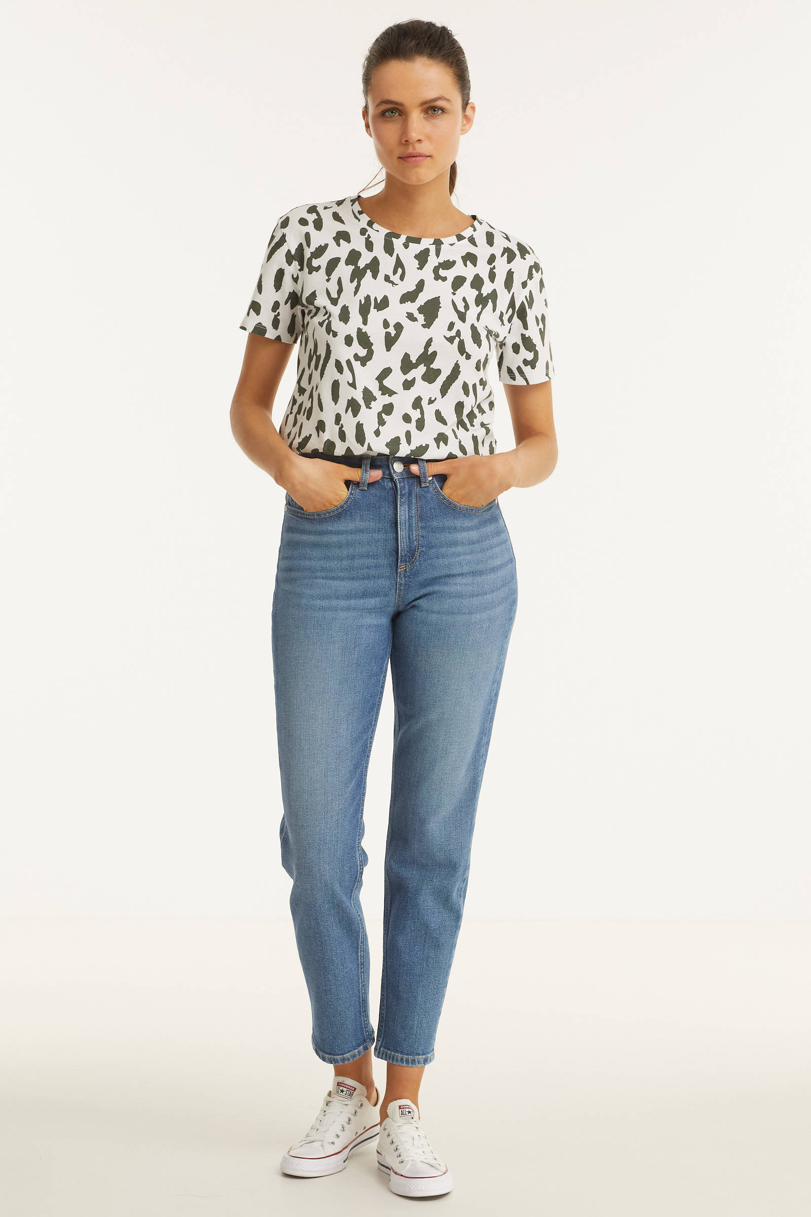 anytime mom jeans high waist blauw | wehkamp