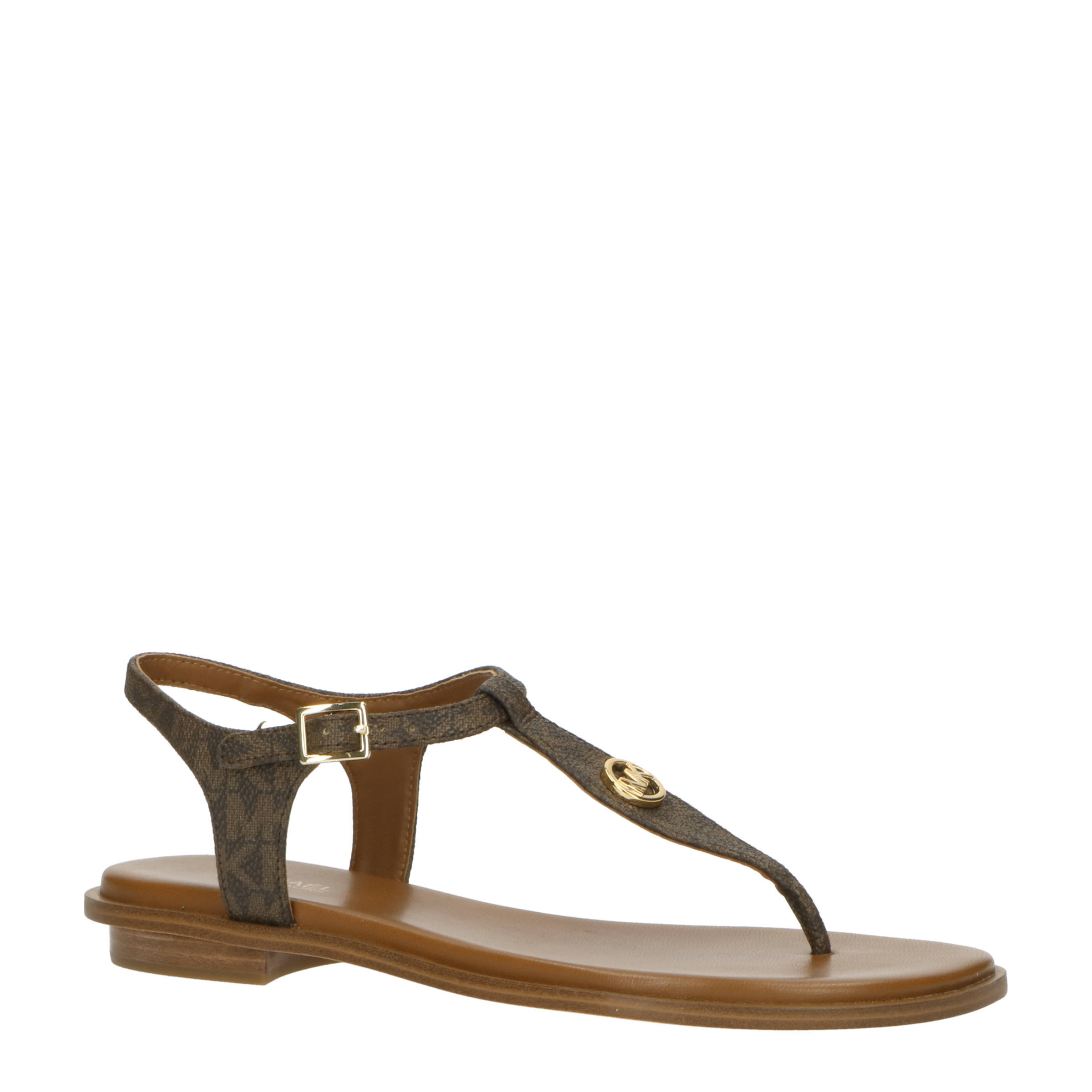 Michael Kors Mallory Thong leren sandalen bruin | wehkamp