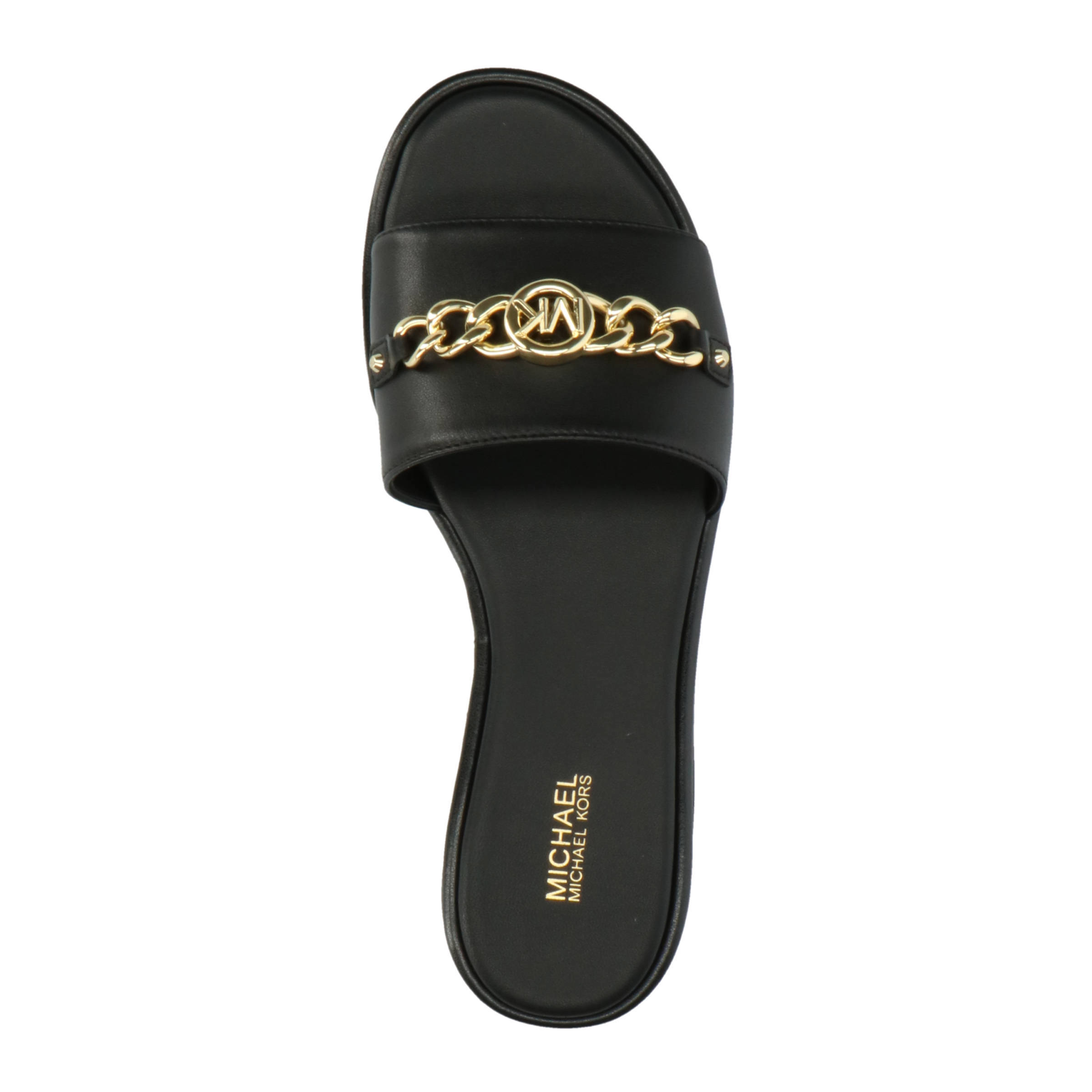 Michael Kors Rina Slide leren slippers zwart | wehkamp
