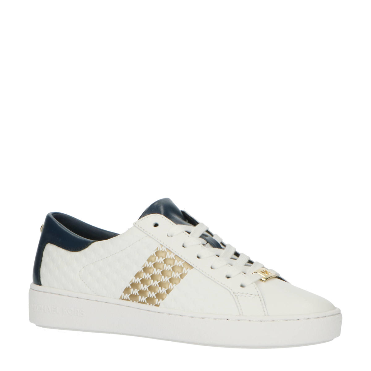 Michael Kors Colby leren sneakers wit/goud wehkamp