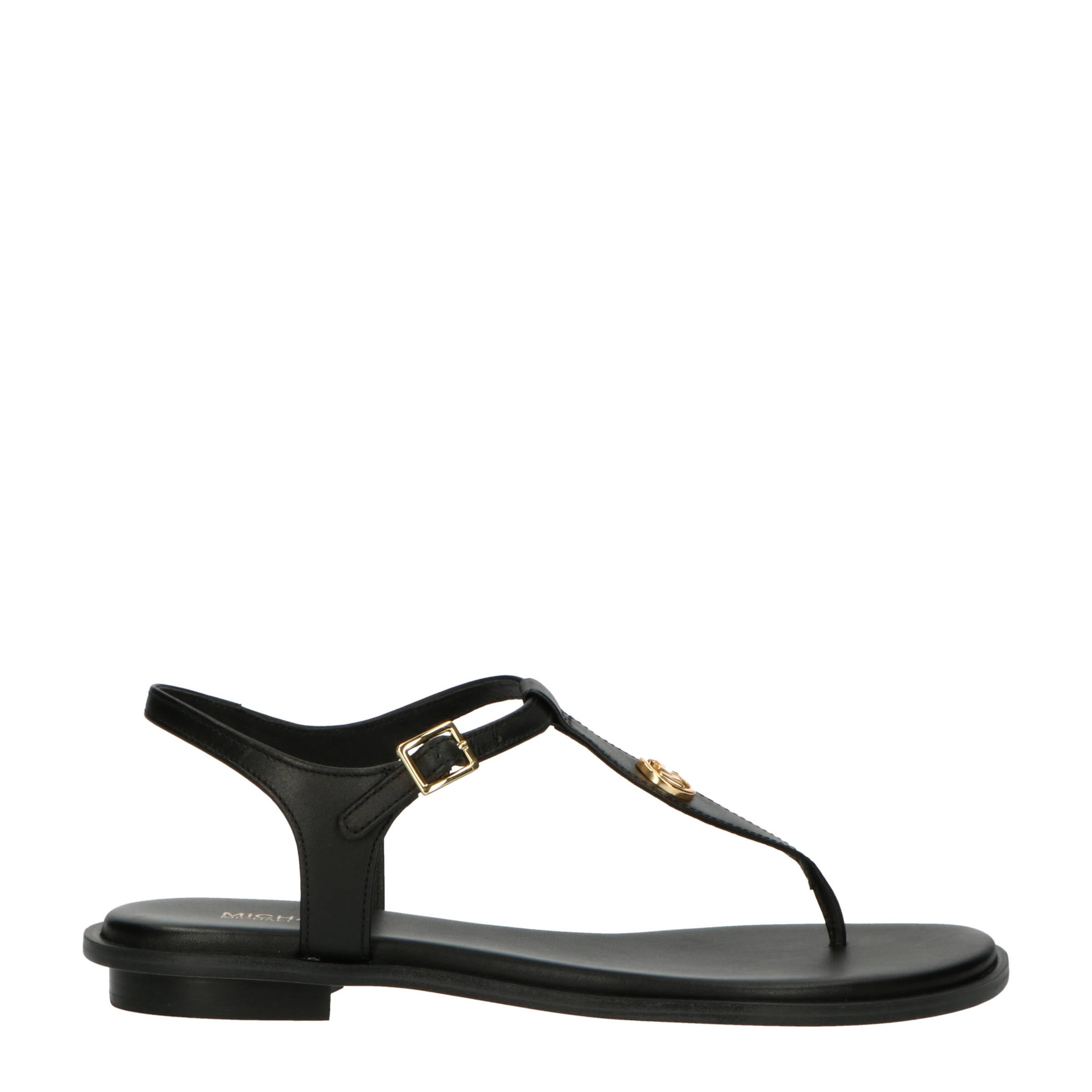 Michael Kors Mallory Thong leren sandalen zwart | wehkamp