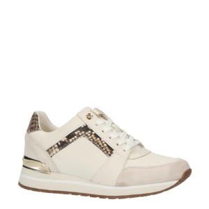 Billie Trainer  leren sneakers met slangenprint cream