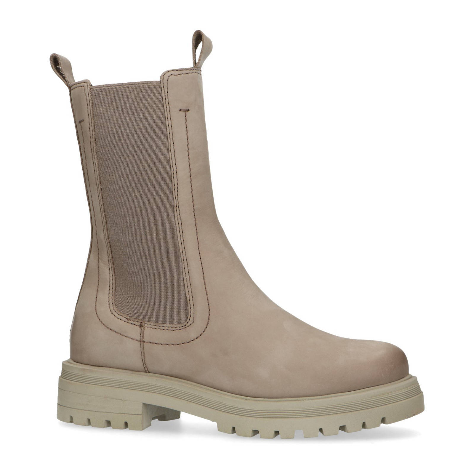 Manfield hoge leren chelsea boots taupe | wehkamp