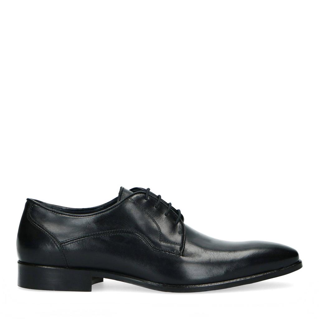 Zwarte heren Manfield leren veterschoenen