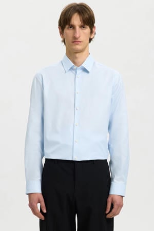 slim fit overhemd SLHETHAN lichtblauw