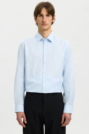 slim fit overhemd SLHETHAN lichtblauw