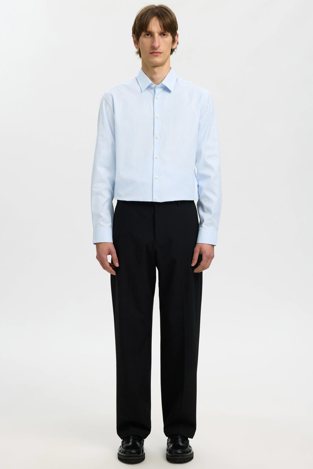 Selected slim fit overhemd SLHETHAN lichtblauw