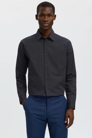 slim fit overhemd SLHETHAN zwart